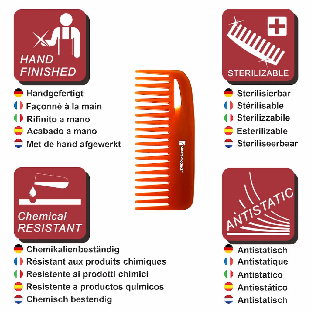 Ultrafeiner Haarkamm mit breiter Zähne, mit Arganöl angereichert Antistatisch Kamm von SmartProduct